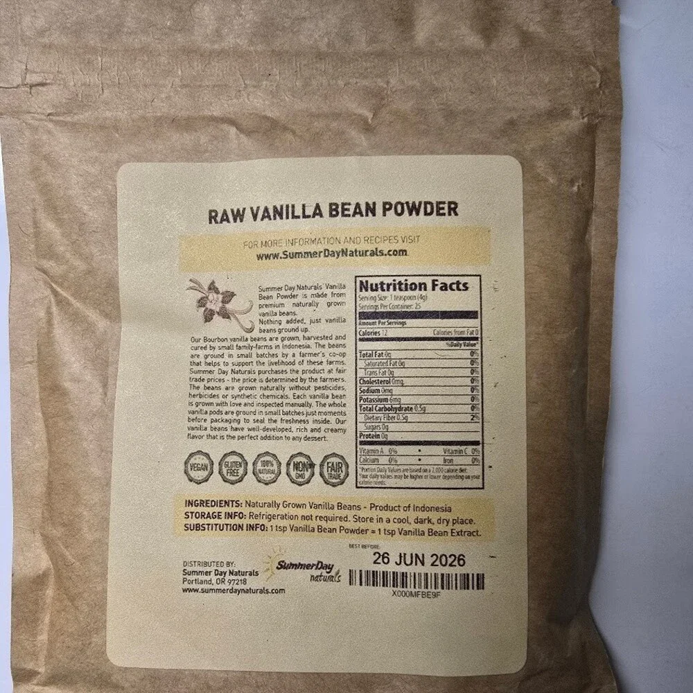 Vanilla Bean Powder, 3.53 Oz - Pure & Raw Ground Vanilla Bean - Unsweetened